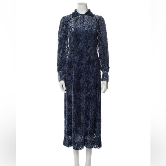 Ulla Johnson Blue Velvet Midi Dress - Picture 3 of 4
